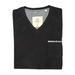 Slub-Knit V-Neck Tee // Black (4XLT)