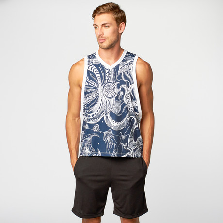 Masterclass Apparel // Deep Sea Tank // White + Blue Print (S)