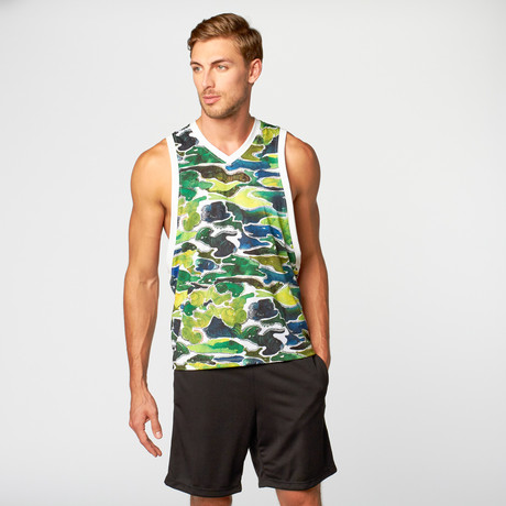 Masterclass Apparel // Camouflage Front Tank // White + Camo Print (S)