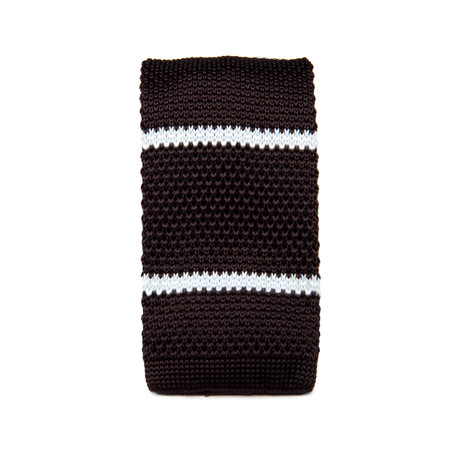 Striped Knit Tie // Brown + White