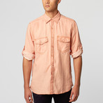 Track Stitch Pigmant Printed Linen Shirt // Orange (M)