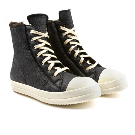 Rick Owens // Lined High Top Sneaker // Black + White (Euro: 40)