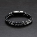 Interlaced Leather Curb Chain Bracelet (Gold)