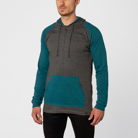 Henley Knit Hoody  // Heather Teal (S)