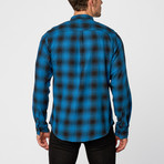 Long Sleeve Flannel Button Up Shirt// Blue (2XL)