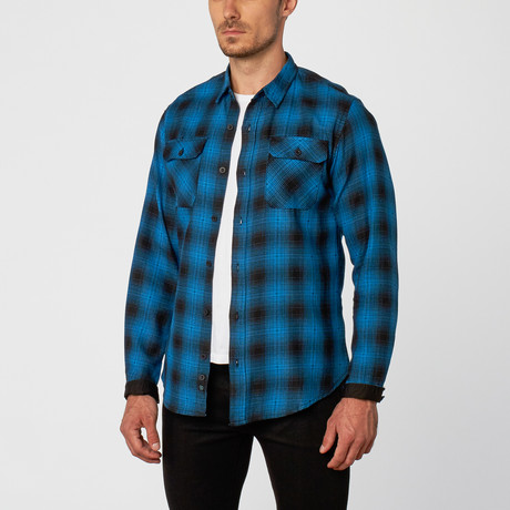 Long Sleeve Flannel Button Up Shirt// Blue (S)