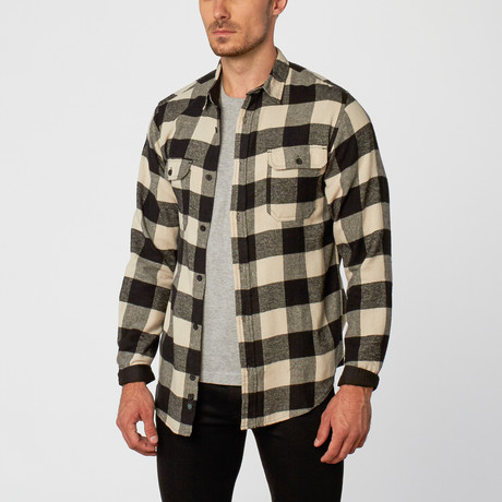 Long Sleeve Flannel Shirt // Ecru (S)