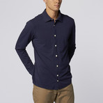 Spenglish // Long Sleeve Knit Shirt // Navy (M)