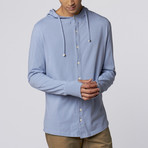 Long-Sleeve Hooded Knit Shirt // Blue (M)