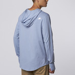 Long-Sleeve Hooded Knit Shirt // Blue (L)