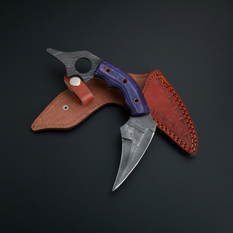 Damascus Karambit Knife + Pouch // KBT-21