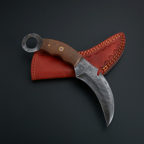 Damascus Karambit Knife + Pouch // KBT-20