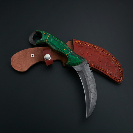 Damascus Karambit Knife + Pouch // KBT-07