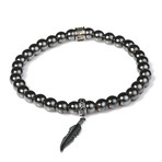 Hematite Bracelet // Feather