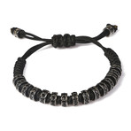 Black Stone Macrame Bracelet (Gunmetal)