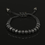 Black Stone Macrame Bracelet (Gunmetal)