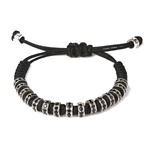 Black Stone Macrame Bracelet (Gunmetal)