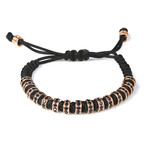 Black Stone Macrame Bracelet (Gunmetal)
