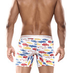 Old Cars Hipster Boxer Brief // White + Multi (XL)