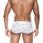 Barber Hipster Brief // White + Blue + Red (S)
