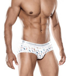 Barber Hipster Brief // White + Blue + Red (S)