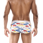 Hipster Cars Brief //White + Blue + Red (XL)