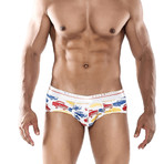 Hipster Cars Brief //White + Blue + Red (XL)