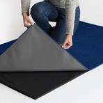 Washable Rug + Nonslip Pad // Solid Navy Blue Chenille (5' x 7')