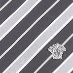 Silk Tie // Black + Silver Stripe