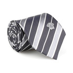 Silk Tie // Black + Silver Stripe