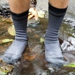 Waterproof Wool Crew Sock // Gray + Black (2XL)