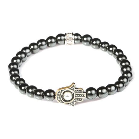 Hematite Bracelet // Silver Hand