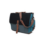 Tri-Color Canvas Messenger Bag // Grey + Black + Blue (Grey + Black + Blue)