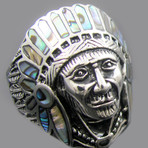 Indian Chief Abalone Ring (Size 8)