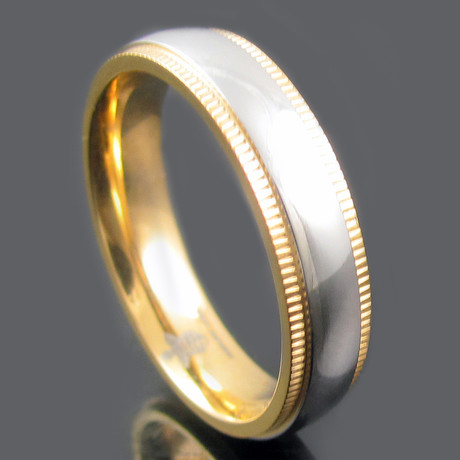 Etched Border Ring // 18K Gold Plated (Size 8)