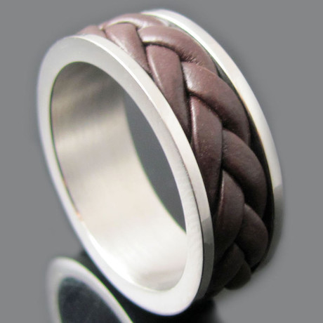 Brown Leather Ring (Size 8)
