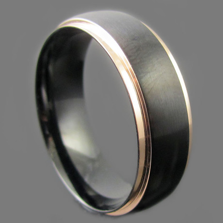 Brushed + Polished Ring // 18K Rose Gold Plated (Size 8)