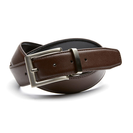 Reversible Saffiano Belt // Brown (32" Waist)