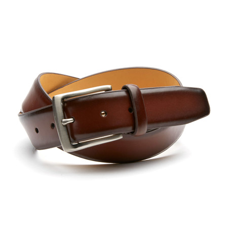 Burnished Edge Leather Belt // Cognac (32" Waist)