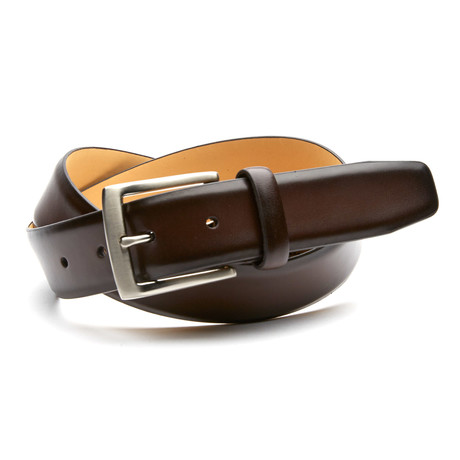 Burnished Edge Leather Belt // Brown (32" Waist)