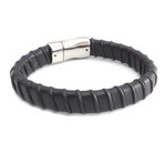 Steel Wrapped Leather Bracelet