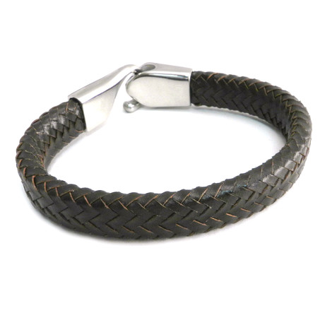 Steel Braid Leather Bracelet
