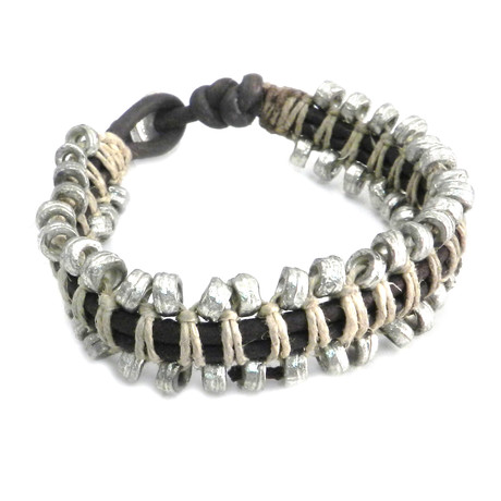 Snake Chain Bracelet // Brown + Tan + Silver