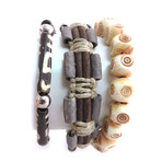 Leather + Bead Bracelet // Set of 3