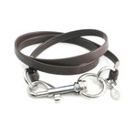 AMiGAZ // Flat 3-Wrap Snap Hook Bracelet // Brown + Silver