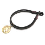 Brown Double Cord Bracelet // Gold Horse