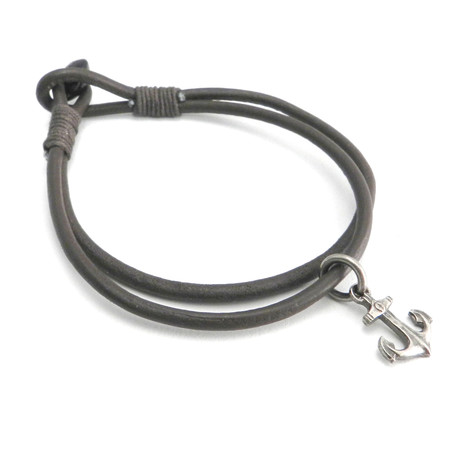 Black Double Cord Bracelet // Anchor