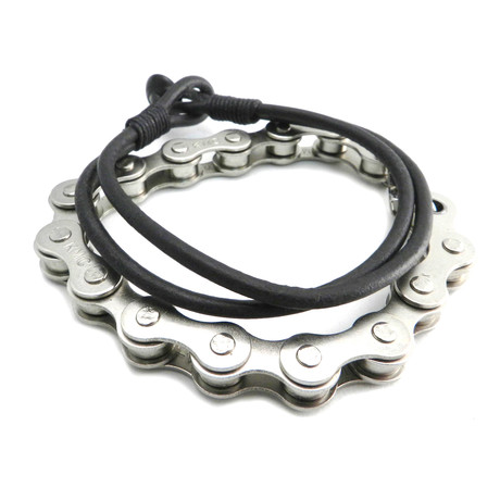 Bike + Leather Bracelet // Set of 2