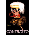 Contratto Champagne Vintage Advertisement // Leonetto Cappiello (18"W x 26"H x 0.75"D)