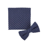 Polka Dot Bow Tie + Pocket Square // Navy + White